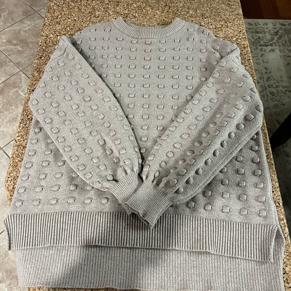 Gray Textured Knit Sweater